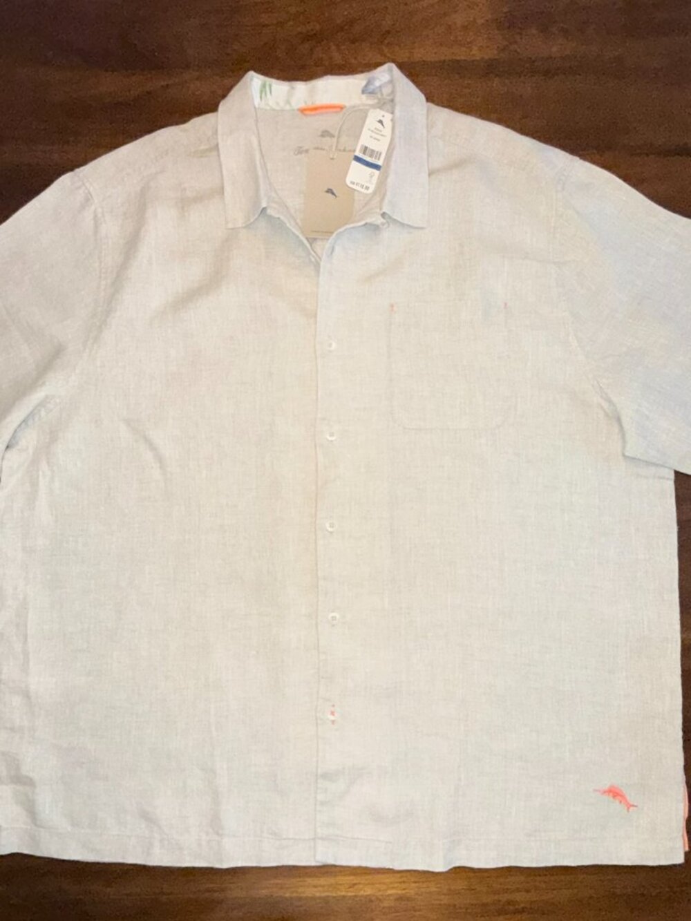 $110 NEW Tommy Bahama Tan Sea Glass Linen Camp Shirt Short Sleeve Size 1XLB